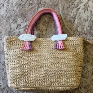 Sea Grass Small Tan and Pink Women or Kids Handbag